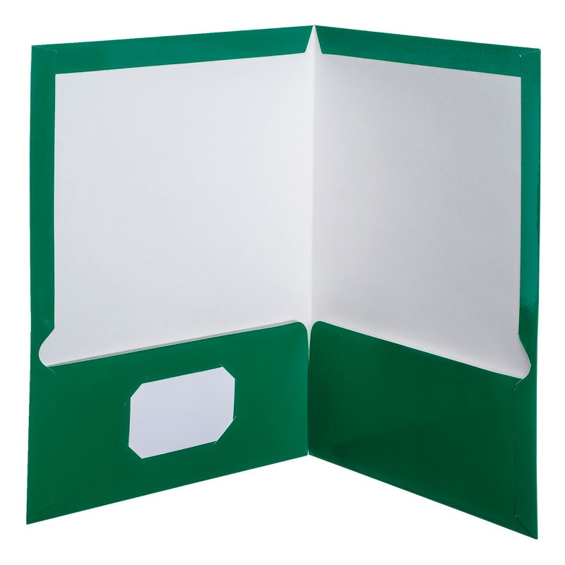 Oxford 2-Pocket Laminated Folder, 100 Sheet Capacity, Hunter Green, Pack of 25, 1 of 2