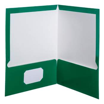 Oxford 2-Pocket Laminated Folder, 100 Sheet Capacity, Hunter Green, Pack of 25