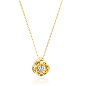 Molenia 14K Gold Plated Rose Pendant 925 Sterling Sliver Necklace for Women Cubic Zirconia Jewelry Mothers Day Christmas Birthday Gifts for Women Her - 1 of 4