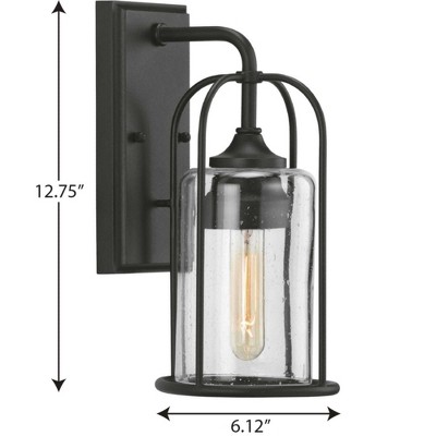 Watch Hill Black Aluminum Outdoor Wall Lantern with Seeded Glass