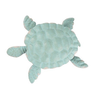 Large Coastal Blue Ceramic Sea Turtle Figurine