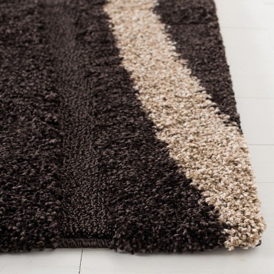 Florida Shag Dark Brown and Beige 4' x 6' Area Rug