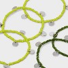Hammered Discs Beaded Stretch Bracelet Set 5pc - A New Day™ Green/Silver - 4 of 4