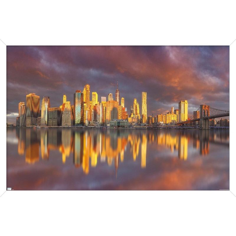 Trends International Cityscapes - New York City, New York Skyline at Dawn Framed Wall Poster Prints, 1 of 7