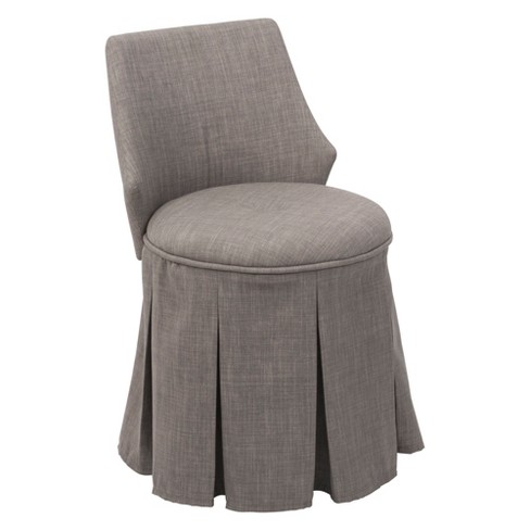 Sullivan Skirted Swivel Vanity Chair W Back Linen Gray Silverwood