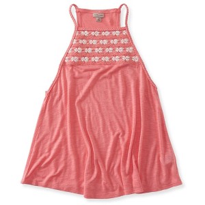 Aeropostale Womens Crochet Hi-Neck Cami Tank Top, Pink, X-Small - 1 of 1