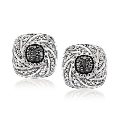 Ross-Simons Black and White Diamond Earrings in Sterling Silver
