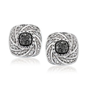 Ross-Simons Black and White Diamond Earrings in Sterling Silver - 1 of 3