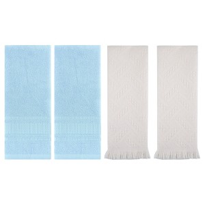 REGALWOVEN 4 Pcs Solid Cotton Soft Absorbent Waffle Hand Towel 13" x 29" - 1 of 4