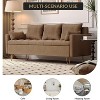 Modern 63.8" 3-Seater Sofa Couch in Light Brown Leather with Gold Metal Legs, Lift-Up Storage Compartment, Soft Foam Cushions & 2 Pillows - 2 of 4