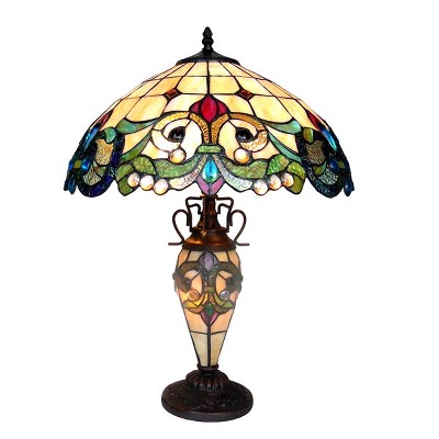 Chloe Lighting Dulce Tiffany-Style 3 Light Victorian Double Lit Table Lamp 18" Shade