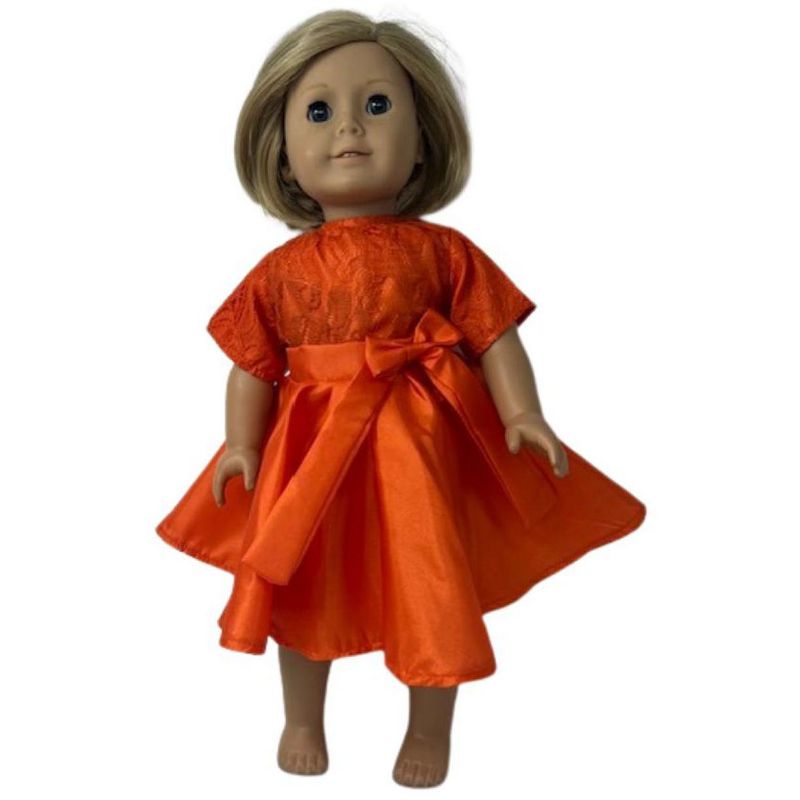 Doll Clothes Superstore Orange Party Dress Fits 18 Inch Girl Dolls Like Our Generation American Girl My Life Dolls, 2 of 5