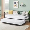 GustoWave Sofa Bed with Trundle, Twin Size Metal Daybed with Floral Headboard,Multifunctional Bed, for Bedroom, Living Room, Guest Room - 2 of 4