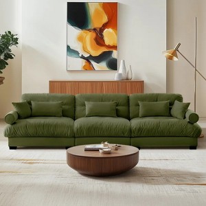 Christopher Knight Home Crane 130" Modern 3 Seater Velvet Sofa with Bolstered Armrests - 1 of 4