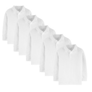 Kids And Boys 5 Pack Long Sleeve Pique School Uniform Polos - 1 of 4