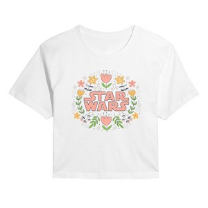 Women's - Star Wars - Floral Logo Cropped Graphic T-Shirt - 1 of 4