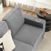 MAYEERTY 83.86 inch Modern Snowfleece Fabric Sofa with 3 Seater for Living Room Bedroom Office Gray - 4 of 4