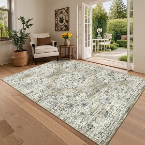 Vintage Floral Rug Washable Rug for Living Roomr Mat for Bedrooms, Nurseries - 1 of 4