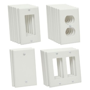 Built Industrial 20 Pack Standard Light Switch Plates and Outlet Covers, 1-Gang, 2-Gang, Blank Guard, Duplex Receptacle, White - 1 of 4