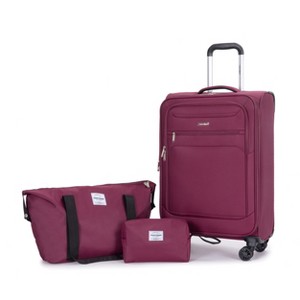 Whisen 3-Piece Set Luggage Sets Lightweight Softshell Suitcase with Travel Bag and Toiletry Bag - 1 of 4