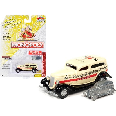 1933 Ford Panel Delivery Truck Yellow & Game Token "Monopoly 85th Anniversary" 1/64 Diecast Model Car by Johnny Lightning