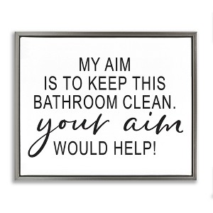Stupell Industries Bathroom Aim Humorous Typography Washroom Signage, 17" x 21" - 1 of 4