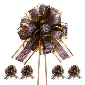 Unique Bargains Plastic Tree Stripes Gold Edge Large Satin Pull Bows 12 Pcs - 1 of 4