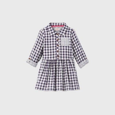 girls navy gingham dress