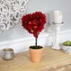 Northlight Wooden Mixed Floral Valentine's Day Artificial Potted Topiary - 14" - Red - image 2 of 4