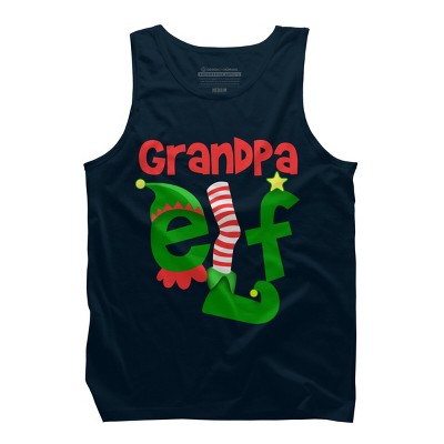 Men's Design By Humans Grandpa Elf Christmas By personalized Tank Top