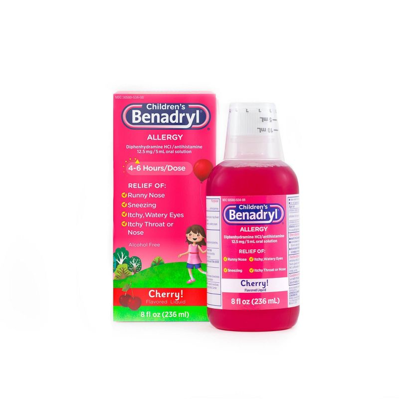 Children&#39;s Benadryl Diphenhydramine Allergy Relief Liquid - Cherry Flavor - 8 fl oz, 4 of 11