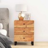 vidaXL Cabinet Accent Nightstand End Table with Storage Drawer Solid Wood - Light Wood - 2 of 4