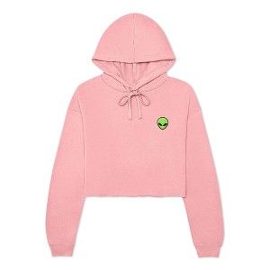 Dalix Alien Embroidered Fleece Cropped Hoodie Cold Fall Winter Women - 1 of 4