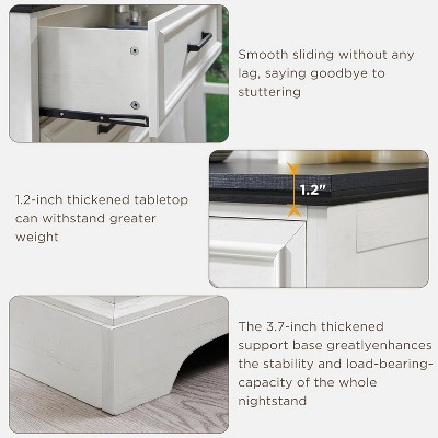 46" White and Black Farmhouse Wood 5-Drawer Dresser