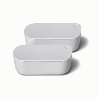 Caraway Home Medium Ceramic Coated Glass Food Storage Container Cream :  Target