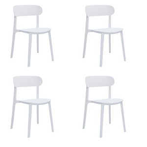 HomeRoots Set of Four White Heavy Duty Plastic Dining Side Chairs - 1 of 4