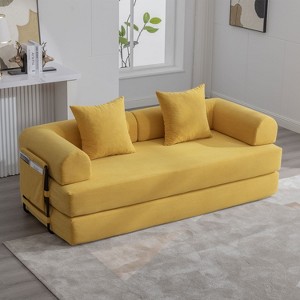 KTMBDW Sleeper Sofa Bed, Corduroy Folding Mattress Couch with Fixed-Shape Frame, Floor Sofa Lounge Couch for Living Room Bedroom - 1 of 4