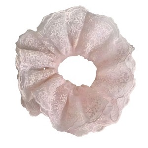 Kitcheniva Large Embroidered Lace Scrunchie 1 Pcs, Pink - 1 of 3