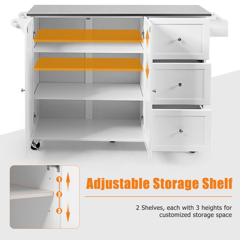Costway Kitchen Island 2-Door Storage Cabinet Stainless Steel Top w/ Drawers, 5 of 11