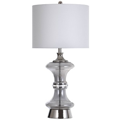 Round Shaped Mercury Glass Table Lamp with Polished Steel Accents - StyleCraft