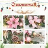 6 ft Pink Christmas Garland with 20 LED Lights,Prelit Xmas Garland for Mantle with Timer Poinsettia Flowers - 3 of 4