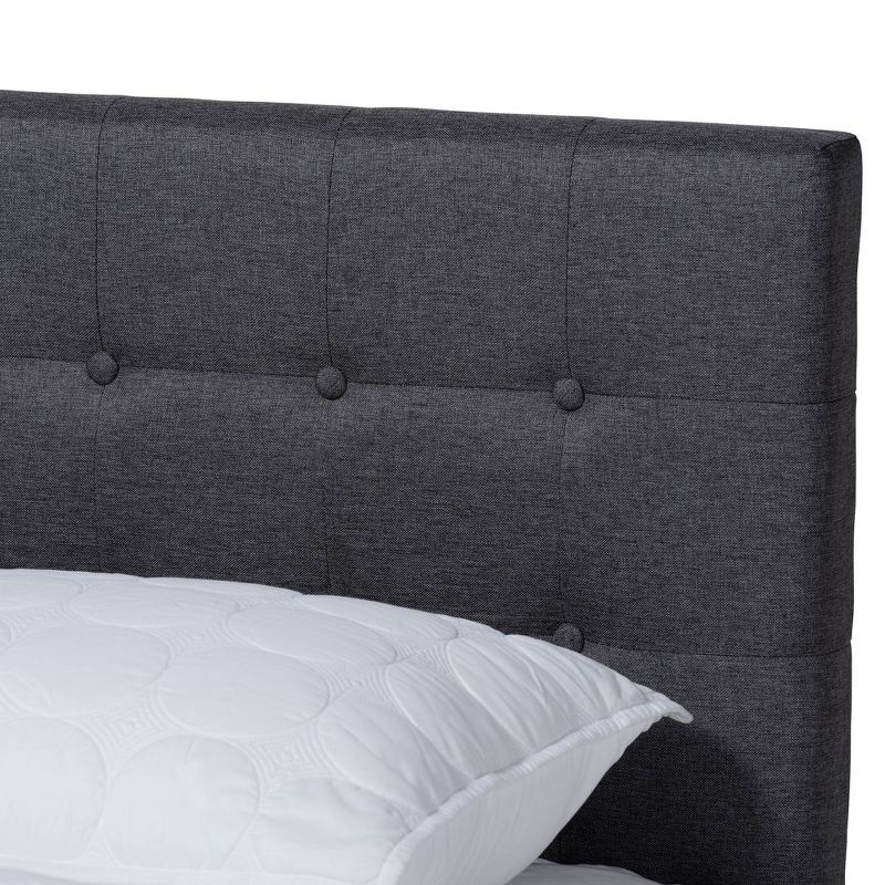 Devan Fabric Upholstered Walnut Finished Platform Bed - Baxton Studio, 5 of 10