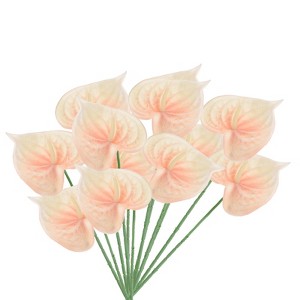 Unique Bargains Artificial Anthurium Lily Flowers for Home Decor 10 Pcs - 1 of 4