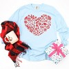 S.W.Smiley Christmas Outline Heart - Women's Garment Dyed Long Sleeve Graphic T-Shirt - 2 of 4