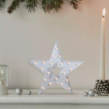 Northlight 15" Battery Operated LED Lighted Christmas Star Marquee Sign - Warm White