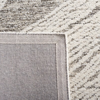 Ivory and Gray Abstract 4' x 6' Hand-Tufted Wool Area Rug