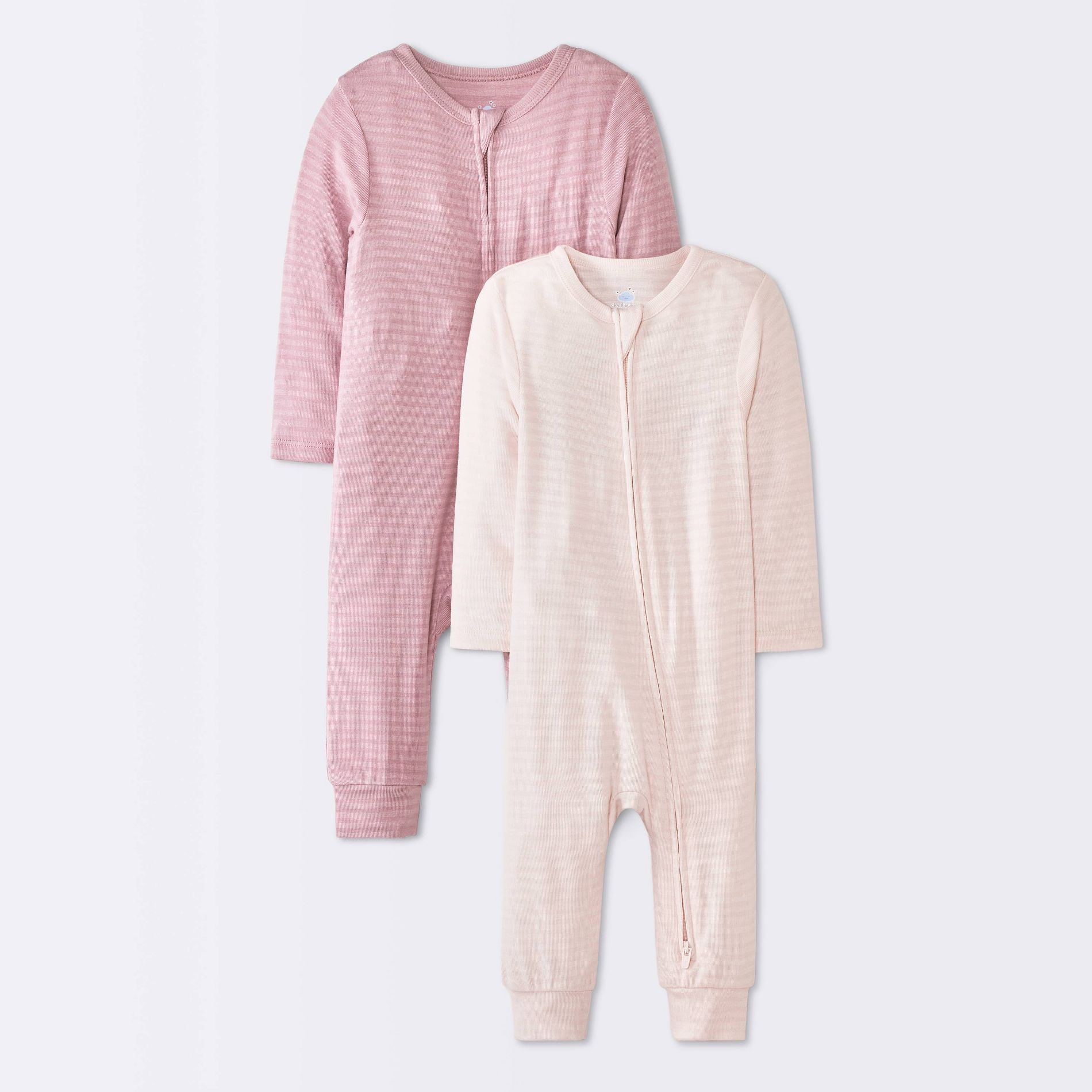 Baby Girls' 2pk So very soft Stripe Modal Romper - Cloud Island™ Pink 0-3M