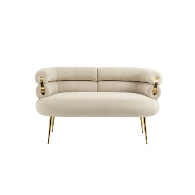 NicBex Upholstered Loveseat Sofa Modern 2 Seater Sofas with Curved Backrest and Metal Legs Suitable for Small Space,Living Room,Office