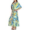 LA LEELA Women's House Daily Routine Evening Wear Loungewear Casual Long Kaftan Cover Up Slit Dress Maxi Dresses Caftans for Women 2X-3X Beige, Floral - 2 of 3