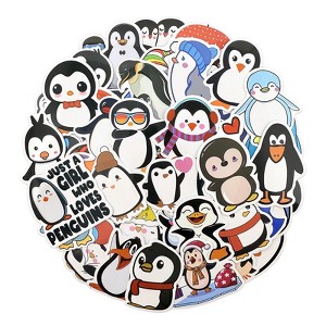 Wrapables Waterproof Vinyl Stickers for Water Bottles, Laptop, Phones, Skateboards, Decals for Teens, 100pcs, Penguin Fun - 1 of 4